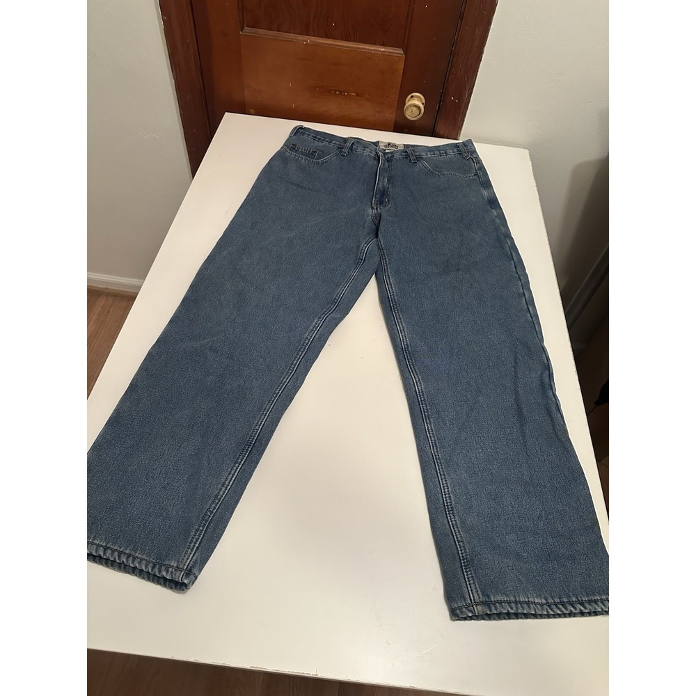 Mens Old Mill 36 X30 Fleece Lined Work Blue Jeans Winter Warm